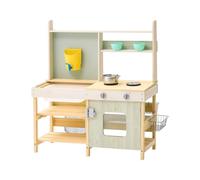 VEVOR Cucina di Fango per Bambini, Larghezza 890 mm Set da Cucina Giocattolo in Legno, Set da Gioco per Bambini all'Aperto, Cucina di Finzione con Fornelli, Serbatoio, Cestini di Metallo e Pentole