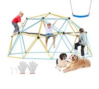 VEVOR Cupola da Arrampicata Geometrica per Bambini da 3 a 10 Anni, Cupola d'Arrampicata 305 cm con Amaca e Altalena, Portata 340 kg, con Maniglia da Arrampicata, Parco Giochi per Interno Esterno