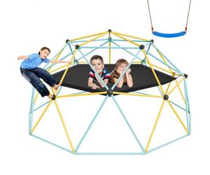 VEVOR Cupola da Arrampicata Geometrica per Bambini da 3 a 10 Anni, Cupola d'Arrampicata 305 cm con Amaca e Altalena, Portata 340 kg, con Maniglia da Arrampicata, Parco Giochi per Interno Esterno