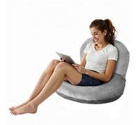 VEVOR Cuscino da Lettura da Letto, Dimensione Grande, Forma di U, Cuscino da Letto Lavabile 1143 x 889 x 178 mm con Morbido Velluto, Ideale per Leggere, Giocare, Riposare, Lavorare, Grigio