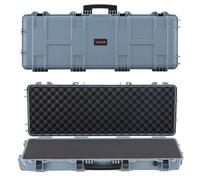 VEVOR Custodia Rigida per Fucile Dimensioni Esterni 1090x410x155 mm, Custodia per Fucile Lungo, Schiuma Pretagliate, Scatola per Armi Pistole IP67 Impermeabile Antipolvere, Colore Grigio