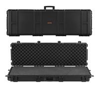 VEVOR Custodia Rigida per Fucile Lunghezza Interna 128 cm, Custodia Rigida per Armi Fucili Pistole Schiuma XPE Rimovibile Scatola per Armi Pistole IP67 Impermeabile Antipolvere con Ruote, Nero