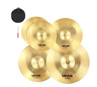 VEVOR Set di Piatti per Batteria, 4 Pezzi per Batteria, in Lega, Hi-Hat da 355 mm, Crash da 400/455 mm, Ride da 505 mm, Bacchette e Custodia per Piatti, Pacchetto in Lega per Batterista