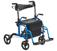 VEVOR Deambulatore 2 in 1 Sedia da Trasporto per Anziani, Combinato Sedia a Rotelle e Poggiapiedi, Deambulatore per Disabili in Alluminio Maniglia Regolabile, 300LBS