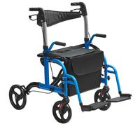 VEVOR Deambulatore 2 in 1 Sedia da Trasporto per Anziani, Combinato Sedia a Rotelle e Poggiapiedi, Deambulatore per Disabili in Alluminio Maniglia Regolabile, 300LBS