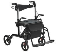 VEVOR Deambulatore 2 in 1 Sedia per Anziani, Deambulatore Pieghevole Combinato Sedia a Rotelle e Poggiapiedi, Deambulatore per Disabili in Alluminio con Maniglia Regolabile, Carico 300LBS