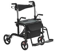 VEVOR Deambulatore 2 in 1 Sedia per Anziani, Deambulatore Pieghevole Combinato Sedia a Rotelle e Poggiapiedi, Deambulatore per Disabili in Alluminio con Maniglia Regolabile, Carico 300LBS