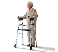 VEVOR Deambulatore Pieghevole 2 in 1 con Ruota Solida da 127 mm per Anziani