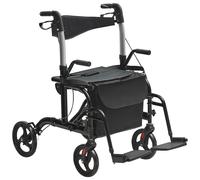 VEVOR Deambulatore 2 in 1 Sedia per Anziani, Deambulatore Pieghevole Combinato Sedia a Rotelle e Poggiapiedi, Deambulatore per Disabili in Alluminio con Maniglia Regolabile, Carico 300LBS