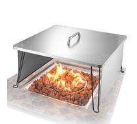 VEVOR Deflettore di Calore per Braciere 645 x 645 x 370 mm Deflettore per Braciere da Falò in Acciaio Inox, Forma di Quadrata, per Campeggio, Legna, con 4 Gambe Pieghevoli e Maniglia per Trasporto