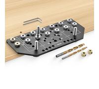 VEVOR Dima per Perni di Mensola e Dima per Cerniere, Lega di Alluminio, Kit Tasselli Autocentranti con Punte da Trapano da 6,4 e 4,8 mm, per Ante di Mobili, Librerie, Armadi, Lavorazione del Legno