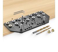VEVOR Dima per Perni di Mensola e Dima per Cerniere, Lega di Alluminio, Kit Tasselli Autocentranti con Punte da Trapano da 6,4 e 4,8 mm, per Ante di Mobili, Librerie, Armadi, Lavorazione del Legno