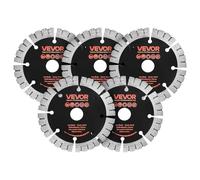 VEVOR Dischi Diamantati da 125 mm, 5 Pezzi, Lame per Scanalatrice con Foro da 20 mm, Segmenti Diamantati ad Alta Durezza, Anima in Acciaio 65Mn, Taglio a Secco e a Umido, per Calcestruzzo e Cemento