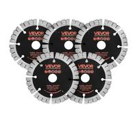 VEVOR Dischi Diamantati da 125 mm, 5 Pezzi, Lame per Scanalatrice con Foro da 20 mm, Segmenti Diamantati ad Alta Durezza, Anima in Acciaio 65Mn, Taglio a Secco e a Umido, per Calcestruzzo e Cemento