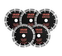 VEVOR Dischi Diamantati da 160 mm, 5 Pezzi, Lame per Scanalatrice con Foro da 22,2 mm, Segmenti ad Alta Durezza, Nucleo in Acciaio 65Mn, Taglio a Secco e a Umido, per Calcestruzzo, Pietra e Cemento