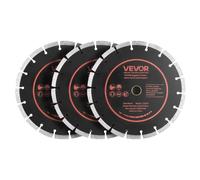 VEVOR Dischi Diamantati da 230 mm, Set da 3 Lame per Scanalatrice con Foro da 22,2 mm, Segmenti Diamantati ad Alta Durezza, Anima in Acciaio 65Mn, Taglio a Secco e a Umido, per Calcestruzzo e Pietra