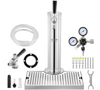 VEVOR Dispenser a Torre per Birra alla Spina Rubinetto Singolo, Dispenser Torre Birra per Fusti in Acciaio Inox con Regolatore Doppio Calibro W21,8 Accoppiatore Fusti S-System, per Feste a Casa