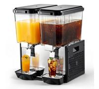 VEVOR Dispenser Bevande Fredde Commerciale 2 Serbatoi 2x18 L Acciaio Inox Distributore da Banco, Temperatura di Raffreddamento da 7℃ a 12℃, Succhi di Frutta, Tè Freddo, Ristorante, Hotel, Catering