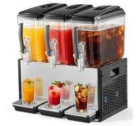 VEVOR Dispenser Bevande Fredde Commerciale 3 Serbatoi 3x12 L Acciaio Inox Distributore da Banco, Temperatura di Raffreddamento da 7℃ a 12℃, Succhi di Frutta, Tè Freddo, Ristorante, Hotel, Catering