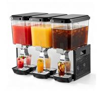 VEVOR Dispenser Bevande Fredde Commerciale 3 Serbatoi 3x18 L Acciaio Inox Distributore da Banco, Temperatura di Raffreddamento da 7℃ a 12℃, Succhi di Frutta, Tè Freddo, Ristorante, Hotel, Catering