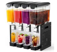 VEVOR Dispenser Bevande Fredde Commerciale 4 Serbatoi 4x10 L Acciaio Inox | Distributore da Banco, Temperatura di Raffreddamento da 7℃ a 12℃, Succhi di Frutta, Tè Freddo, Ristorante, Hotel, Catering