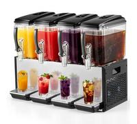 VEVOR Dispenser Bevande Fredde Commerciale 4 Serbatoi 4x12 L Acciaio Inox Distributore da Banco, Temperatura di Raffreddamento da 7℃ a 12℃, Succhi di Frutta, Tè Freddo, Ristorante, Hotel, Catering