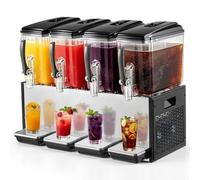 VEVOR Dispenser Bevande Fredde Commerciale 4 Serbatoi 4x12 L Acciaio Inox | Distributore da Banco, Temperatura di Raffreddamento da 7℃ a 12℃, Succhi di Frutta, Tè Freddo, Ristorante, Hotel, Catering
