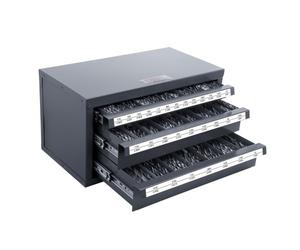 VEVOR Dispenser Cassetta per Punte da Trapano 29 Scomparti da 1,6 mm a 12,7 mm, Scatola Cassetti per Punte da Trapano 3 Cassetti per Trapano 375 x 200 x 200 mm Impilabile Conservazione da Officina Gar