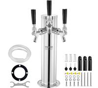 VEVOR Dispenser per Torre Spillatore Birra alla Spina Triplo Rubinetto in Acciaio Inossidabile, Tubi Preassemblati e Canne per Rubinetti a Chiusura Automatica per Feste, Bar, Pub, Ristoranti