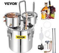 VEVOR Distillatore Alcol per Uso Domestico in Acciaio Inox con Rame Rosso da 50L, Alambicco Distillatore per Vino Grappa Liquore da 50L in Acciaio Inox Doppio Fusto, Alambicco per Distillazione da 50L