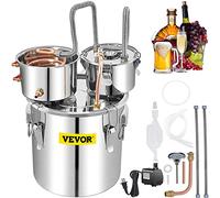 VEVOR Distillatore Alcol per Uso Domestico in Acciaio Inox con Rame Rosso da 50L, Alambicco Distillatore per Vino Grappa Liquore da 50L in Acciaio Inox Doppio Fusto, Alambicco per Distillazione da 50L