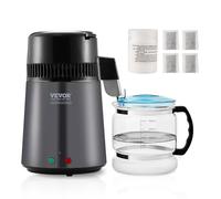 VEVOR Distillatore d'Acqua 4L Macchina per Acqua Distillata 1L/h 750W, Macchina per Distillare Acqua Uso Alimentare Contenitore Interno Vetro Acciaio Inox per Purificazione Acqua Casa Ufficio Clinica