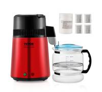 VEVOR Distillatore d'Acqua 4L Macchina per Acqua Distillata 1L/h 750W, Macchina per Distillare Acqua Uso Alimentare Contenitore Interno Vetro Acciaio Inox per Purificazione Acqua Casa Ufficio Clinica