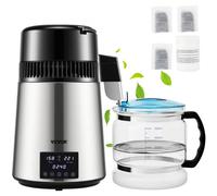 VEVOR Distillatore d'Acqua da Banco Potenza 1750W in Acciaio, Distillatore per Purificazione dell'Acqua Produttività 1,5L/H, Alambicco per Distillazione d'Acqua Controllo di Tempo Contenitore in Vetro