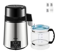 VEVOR Distillatore d'Acqua Volume da 3,9 L, Velocità di Distillazione 1L / H in Acciaio Inox 304 e Vetro, Distillatore Colore d'Argento, Uso per Uffici, Case, Laboratori, Ospedali, Studi Dentistici