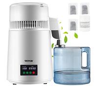 VEVOR Distillatore d'Acqua Volume della Canna 4 L, Distillatore Bianco per Purificazione dell'Acqua 1 L/H con Contenitore in Plastica, per Cucina Uffici, Lab, Ospedali, Cliniche Dentistiche, ecc.