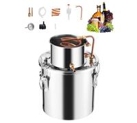 VEVOR Distillatore di Alcol, Distillatore Acqua in Acciaio Inox da 19 L con Bobina di Rame, Kit di Fermentazione per Raffinazione Birra Fatta in Casa con Termometro e Pompa per Bevande Alcoliche