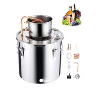 VEVOR Distillatore di Alcool 30 L Distillatore di Alcool Acqua in Acciaio Inossidabile con Bobina di Rame, Kit di Fermentazione per Raffinazione Birra Fatta in Casa con Termometro e Pompa, Argento