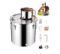 VEVOR Distillatore di Alcool 50 L Distillatore di Alcool Acqua in Acciaio Inossidabile con Bobina di Rame, Kit di Fermentazione per Raffinazione Birra Fatta in Casa con Termometro e Pompa, Argento