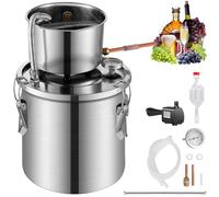 VEVOR Distillatore in Acciaio Inox con Raffreddamento a Serpentina, Kit di Fermentazione per Raffinazione Birra a Casa con Doppio Display Termometro Serbatoio Capienza 11,4L per Bevande Alcoliche