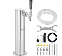 VEVOR Distributore a torre per birra alla spina con rubinetto singolo, Dispenser Torre per birra in fusto in acciaio inox, Kit torre per birra artigianale con tubi preassemblati per feste, bar