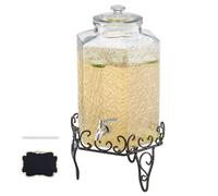 VEVOR Distributore di Bevande, 1 Pezzo da 10 L, Contenitore di Succhi in Vetro con Supporto in Metallo, Rubinetto in Acciaio Inox, Infusore, Distributore di Tè Freddo, Limonata, per Feste