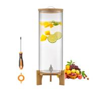 VEVOR Distributore di Bevande 13 L per Feste, Contenitore di Succhi in Vetro con Supporto in Legno con Rubinetto in Acciaio Inox, Distributore di Tè Freddo, Limonata per Ristoranti, Hotel e Feste