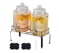 VEVOR Distributore di Bevande, 2 Pezzi da 5,5 L, Contenitore di Succhi in Vetro con Supporto in Metallo, Rubinetto in Acciaio Inox, Infusore, Distributore di Tè Freddo, Limonata, per Feste