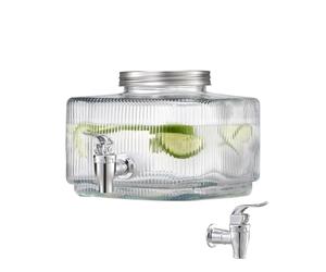 VEVOR Distributore di Bevande 3 L per Feste, Distributore di Succhi in Vetro con Rubinetto Antigoccia e Coperchio, Contenitore di Tè Freddo, Limonata, Succo d'Acqua per Ristoranti, Hotel e Feste