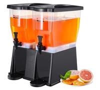 VEVOR Distributore di Bevande 450 x 415 x 530 mm Distributore di Succo di Plastica da 11 Litri x 2 con Coperchio con Rubinetto, Distributore di Acqua per Succo di Limonata, Tè Freddo, per Ristoranti
