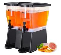 VEVOR Distributore di Bevande 450 x 415 x 530 mm Distributore di Succo di Plastica da 11 Litri x 2 con Coperchio con Rubinetto, Distributore di Acqua per Succo di Limonata, Tè Freddo, per Ristoranti