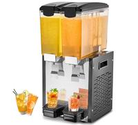 VEVOR Distributore di Bevande Commerciali, Distributore Succhi 2 x 10 L 270 W, Macchina Bevande in Acciaio Inox 304 Uso Alimentare, Temperatura Raffreddamento 7-12 °C, per Bevande Fredde, Ristoranti