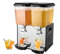 VEVOR Distributore di Bevande Commerciali, Distributore Succhi 2 x 18 L 370 W, Macchina Bevande in Acciaio Inox 304 Uso Alimentare, Temperatura Raffreddamento 7-12 °C, per Bevande Fredde, Ristoranti