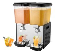 VEVOR Distributore di Bevande Commerciali, Distributore Succhi 2 x 18 L 370 W, Macchina Bevande in Acciaio Inox 304 Uso Alimentare, Temperatura Raffreddamento 7-12 °C, per Bevande Fredde, Ristoranti